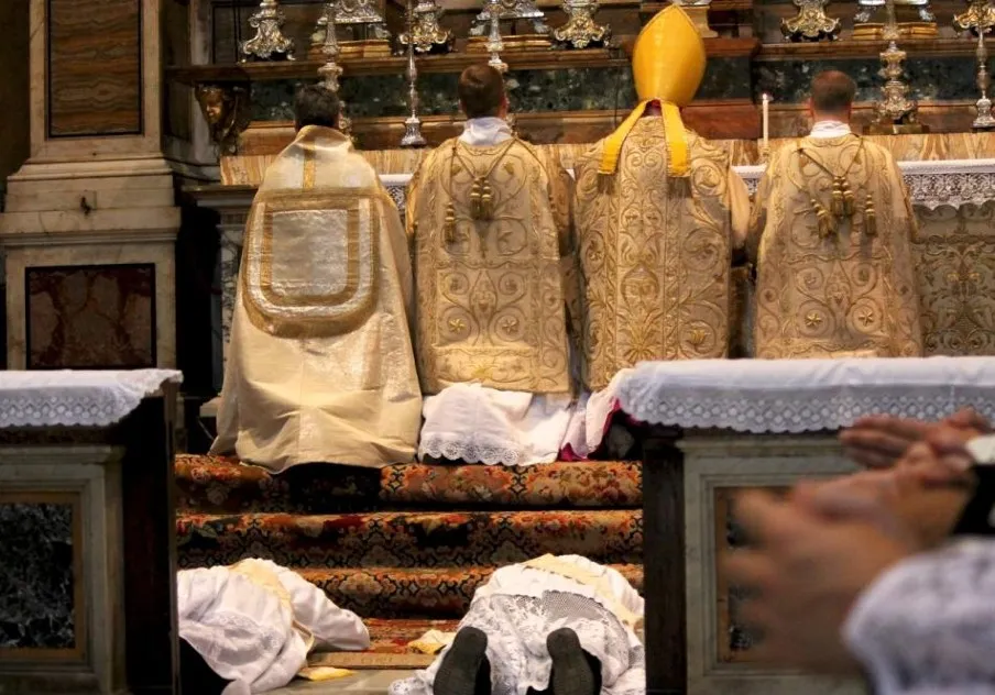 The prostration of the ordinands at the Fraternity of St. Peter's Roman Parish, Santissima Trinità dei Pellegrini, June 27, 2013?w=200&h=150